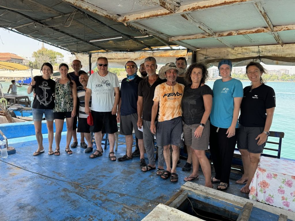 The team on board, comprised of researchers and fishermen.